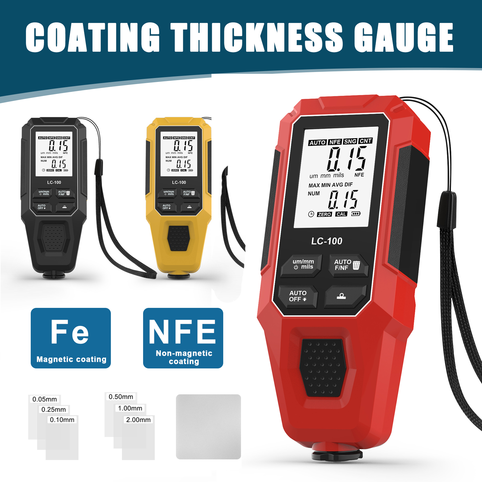 Paint Thickness Gauge - 0-2000um Coating Thickness Gauge Portable Car