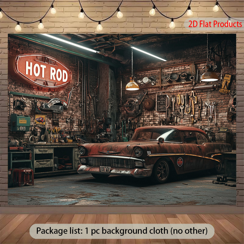 1Vintage Car Garage Banner Bac – Auto Repair Shop Background recenzja i cena